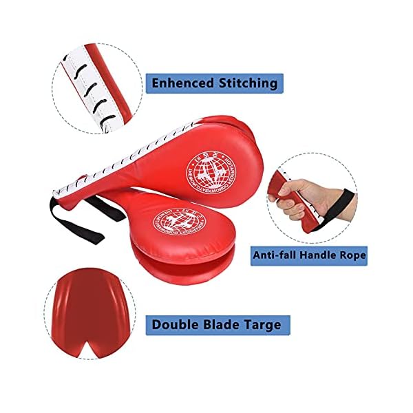 llawooy Taekwondo Kick Pads, Target Durable TKD Kicking Targets Training Paddles, Double Strike Pads for Kickboxing and Karate Training Striking Pads (Red, 2 PCS)