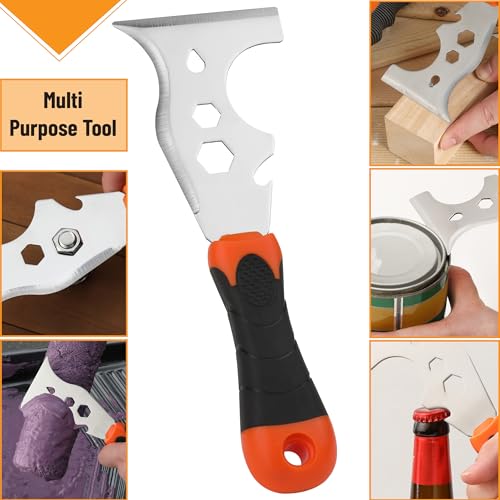 Bates- Paint Scraper Set, 2 Pack, 12 in 1 Painters Tool with 1.5" Stainless Steel Putty Knife, Rubber Handle, Paint Scrapers for Wood, Painters Knife, Paint Scraper for Painting, Metal Scraper - Image 6