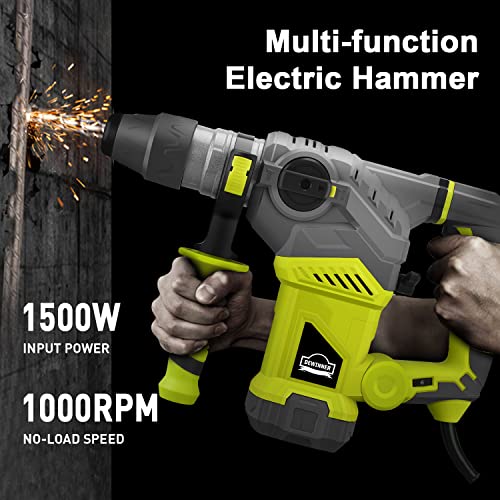 DEWINNER Schnurgebundener, robuster Bohrhammer mit Vibrationssteuerung und Sicherheitskupplung, 1-1/4 Zoll SDS-Plus 13… – Bild 7