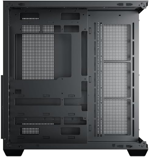 Interior view of the Xigmatek Aqua V AIR PC Case with a graphics card and other components installed, showcasing the spacious layout.