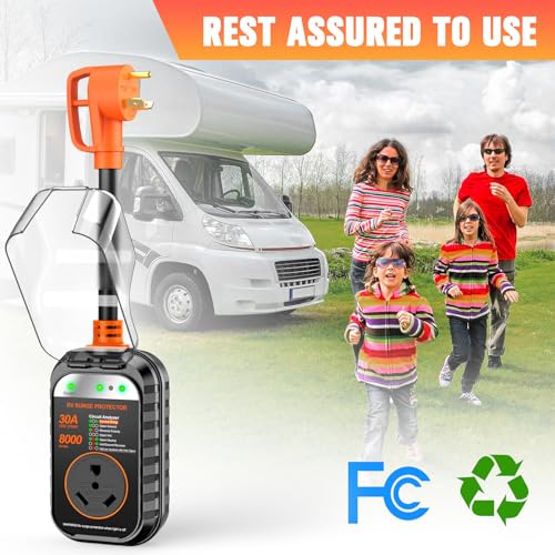 Image of GEARGO RV Surge Protectors 30 Amp RV Circuit Analyzer, [𝟐𝟎𝟐𝟔 𝐍𝐞𝐰 𝐔𝐩𝐠𝐫𝐚𝐝𝐞𝐝 & 𝐆𝐞𝐧𝟐] Full Protection, RV Adapter Plug for Camper(Orange)