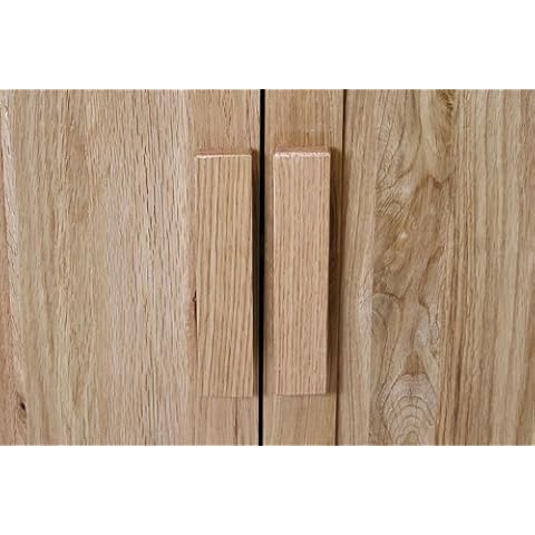 Wooden Door Handles, Solid Oak Bar Handles for Kitchen Cupboard Cabinet & Drawers (1) Cover