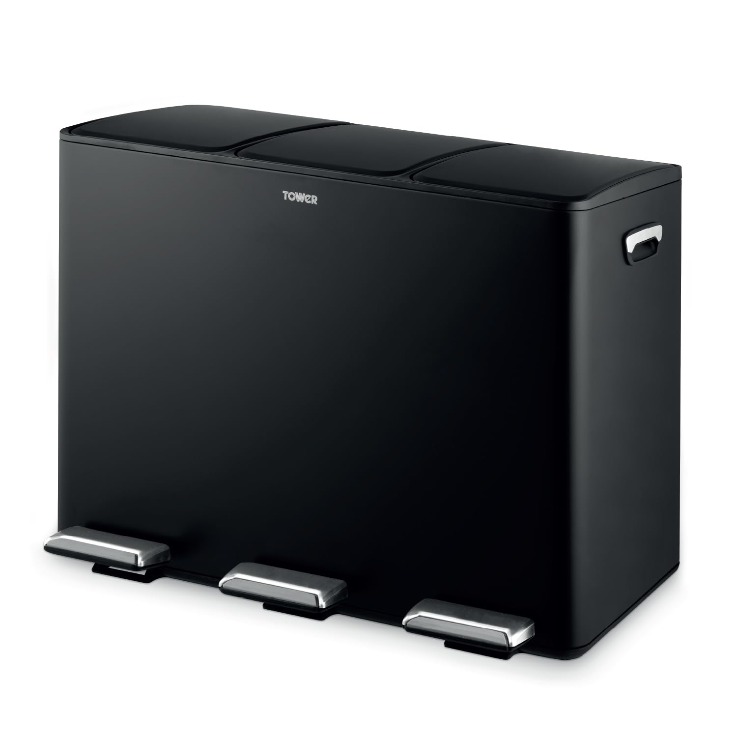 Tower Black 45L Recycling Pedal Bin In