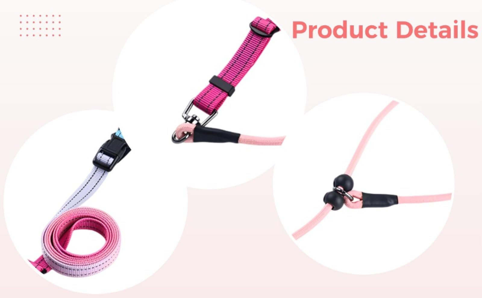 Laisse Mains Libres pour Chien, dégradé Bleu Rose, Laisse coulissante pour l'éducation à la Marche, Design P, Boucle à Ressort, réfléchissante, Corde Nylon réglable de 55,1 à 90,6 in