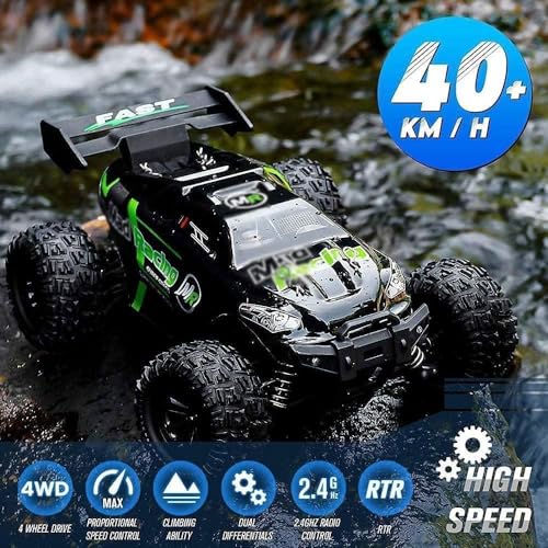 Image of 1:18 Scale Racing Rally RC Car 4WD Off-Road Remote Control Vehicle 35KM /H Speed 2.4GHz Monster Truck Rechargeable Battery All-Terrain Wheels Multicolor