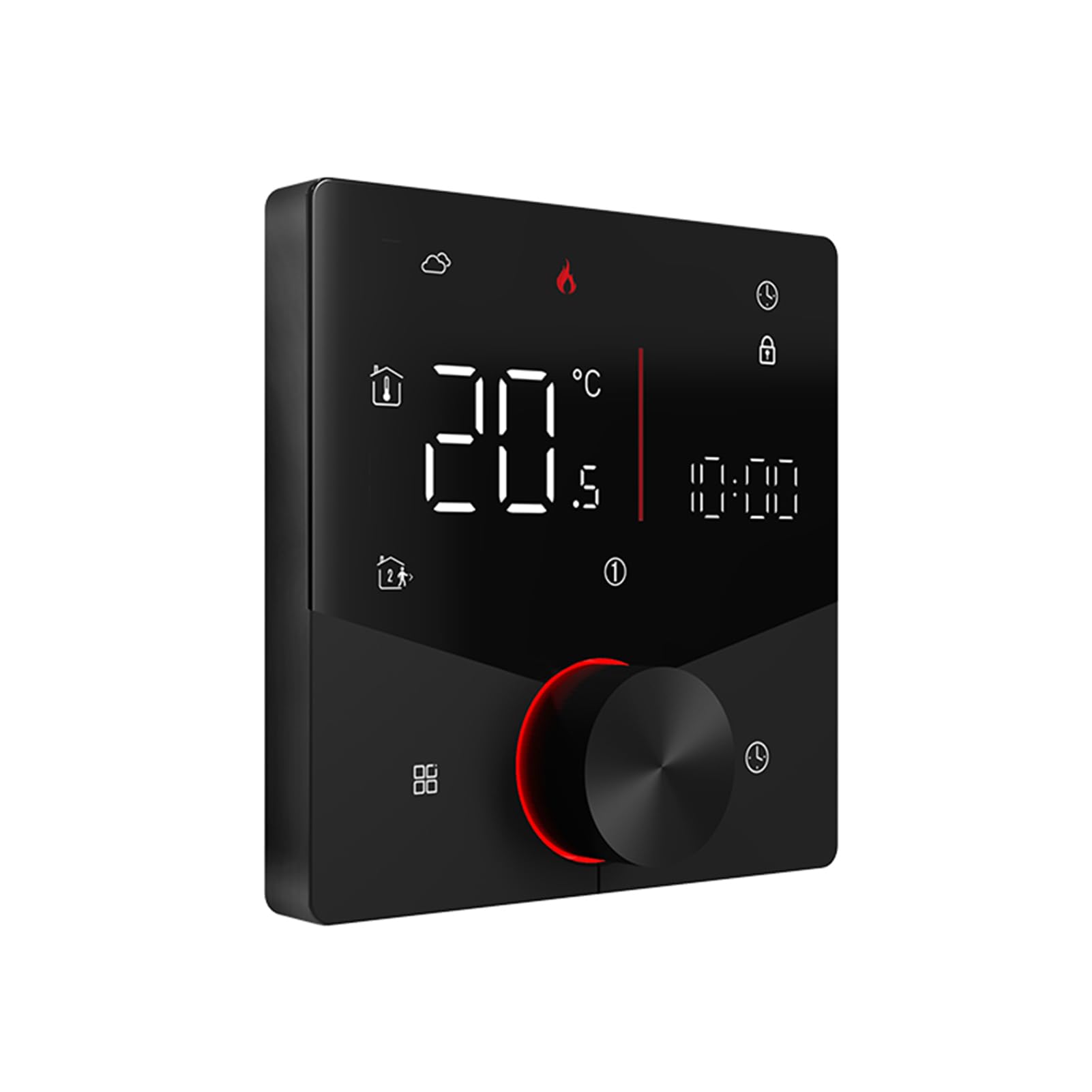 Hyuduo Inteligentny Termostat WiFi, Sterownik Wodnego Ogrzewania Podłogowego 5A ze Sterowaniem za pomocą Aplikacji, Programowalny Co tydzień Panel Dotykowy, Pokrętło Kolorowego Oświetlenia,