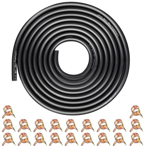 10ft 3/16 ID Fuel Line Hose with 20pcs 5/16 Clamps - Fits Kawasaki Kohler Briggs & Stratton Small Gas/Diesel Engines Generators Powersports - Durable Flexible Rubber Hose Kit