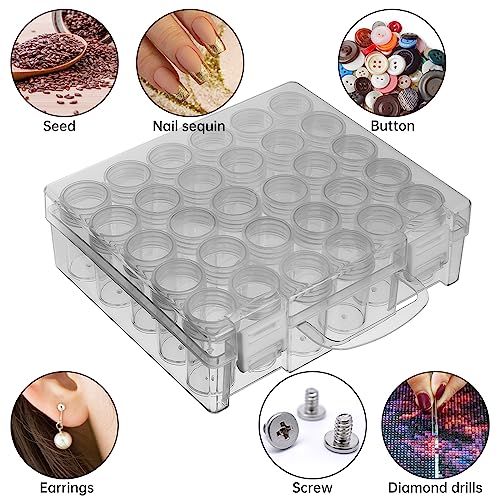 JIZIYRUO 30 Grids Diamond Painting Storage Boxes, Clear Plastic Bead Storage Organizer Box - Image 4