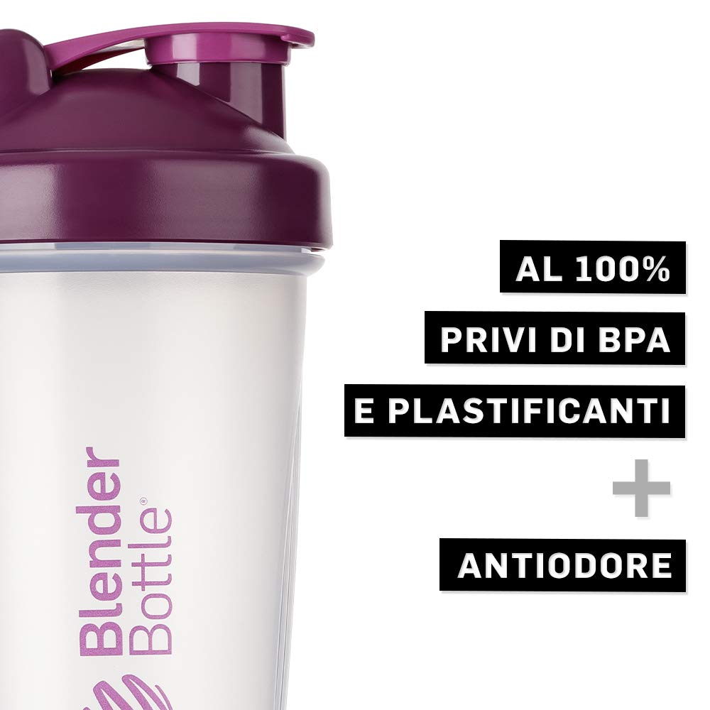 BlenderBottle Classic Botella de agua | Botella mezcladora de batidos de proteínas | con batidor Blenderball | libre de BPA | 590ml - blanco - 3