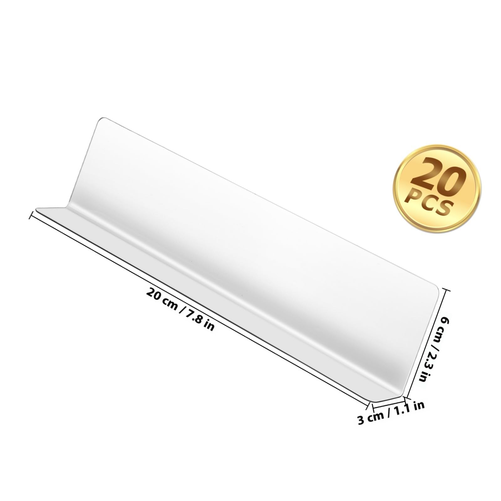 20 Stück Warentrenner aus Transparentem Kunststoff L förmige Regalteiler für Supermarkt Regale und Küchenschränke Frei Platzierbare und Sichere Waren Regal Trenner