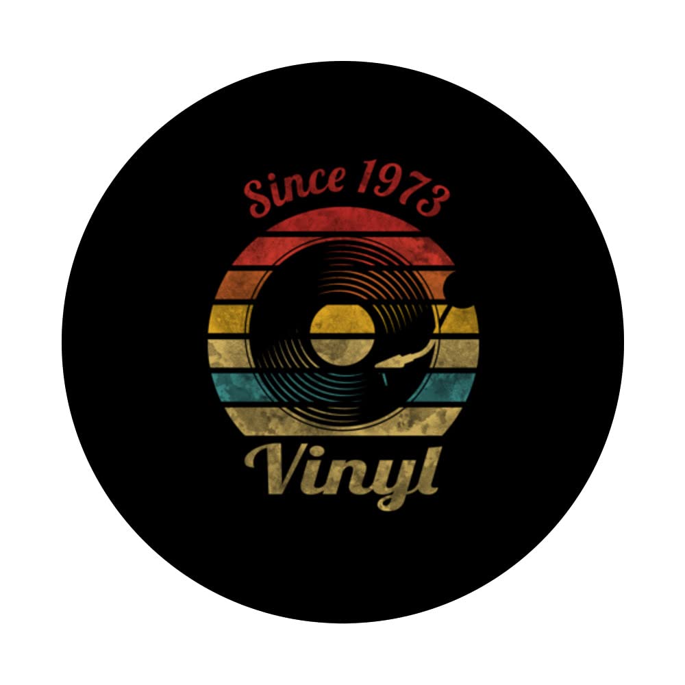 Since 1973 Vinyl Retro Record Vintage Music PopSockets Swappable PopGrip, Black - Image 3