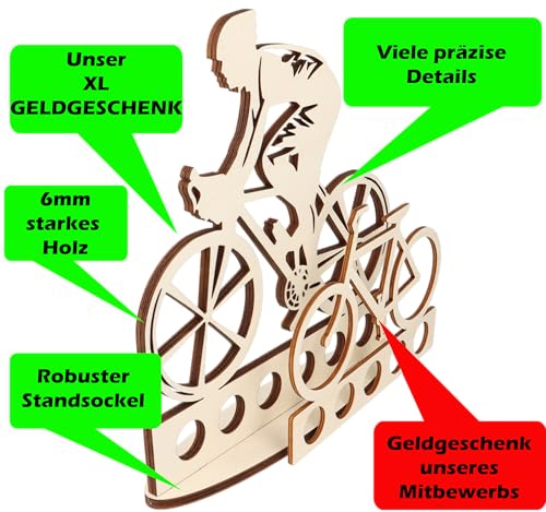 XL Wooden Money Gift, Gift Idea, Voucher Packaging, Funny Gift, Money Gift for Men and Women (Bicycle Man) - Image 3
