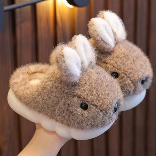 Toddler Cute Bunny Slippers Boys Girls Comfy Plush Fuzzy Indoor Slippers Kids Soft Non-Slip Platform Winter Shoes3