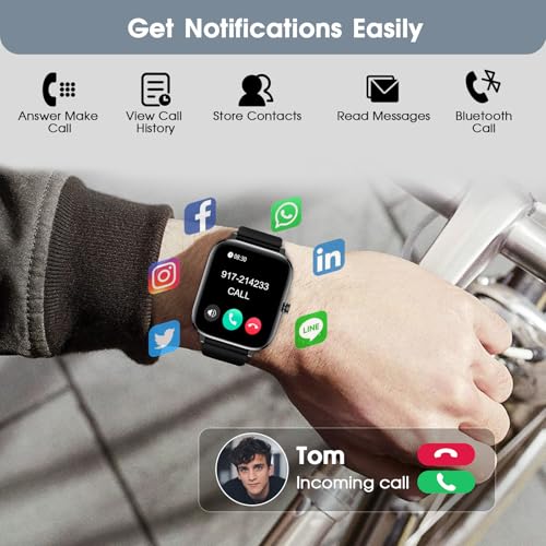 Fttmwtag Smart Watch For Android Iphone-Call Receive/Dial/Read Message/Ai Control-1.83 Inch Hd Screen-Ip67 Waterproof Fitness Smartwatch-Blood Pressure/Heart Rate/Spo2/Sleep Monitor-Sport Tracker For Women Men thumb #2