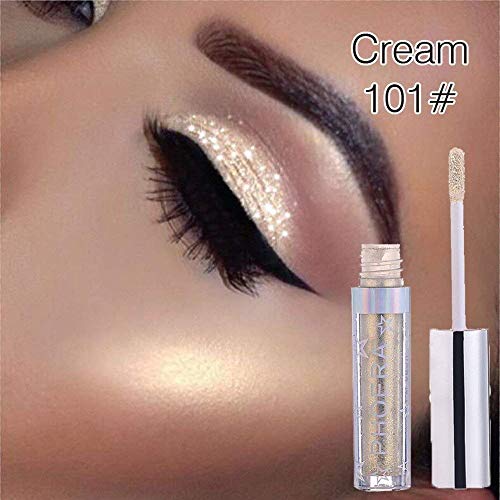 Highpot Glitter Liquid Eyeshadow 12 Colors Long Lasting Waterproof Sparkling Eyeliner Eye Shadow (A)