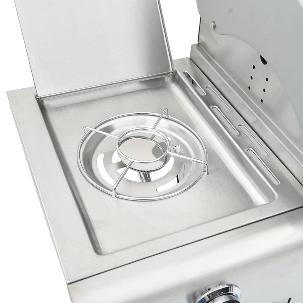 vidaXL Barbecue à gaz avec 5 brûleurs argenté acier inoxydable, grill extérieur, cuisine extérieure, barbecue, barbecue avec rangement