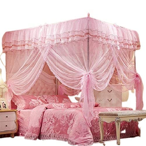 Mosquito Net for Queen Size Bed Material - Machardani Net 4 Corners Post Canopy Bed for Indoor and Ourdoor