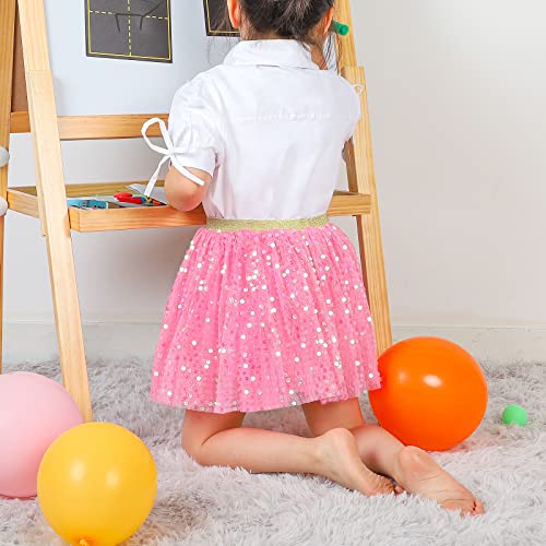 Image of KEREDA Toddler Girls Layered Tutu Skirt Sparkling Sequin Tulle Dance Skirts