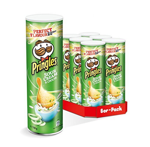 Pringles crema agria y cebolla 190g (paquete de 6 x 190g)
