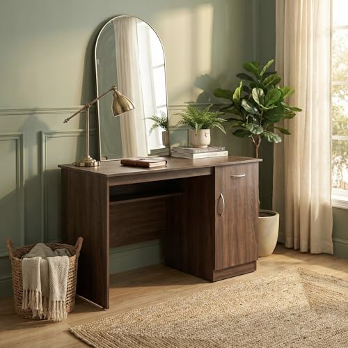 Image of Magnus Executive Office Desk with Drawer & Storage Cabinet, Large Study Table for Home Workstation, 120x60x78cm (Dark Oak)