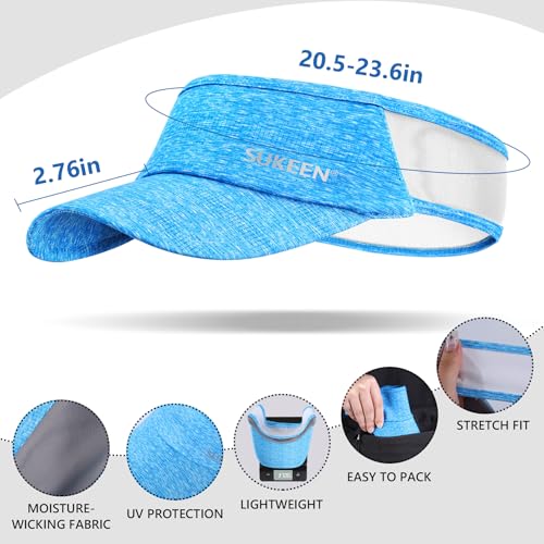 Image of Sukeen Sports Sun Visor Men Women Lightweight Portable Cooling Stretchy Visor Hat for Running, Golf, Daily Wear