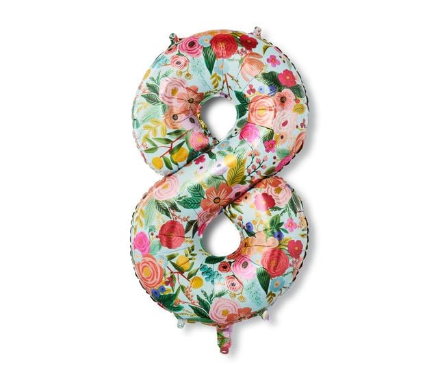 RIFLE PAPER CO. Garden Party Full Color Mylar Numbered Balloon (40' L, Decoration for Events, Celebrations, Holidays and Parties, Stylish Pattern), #8