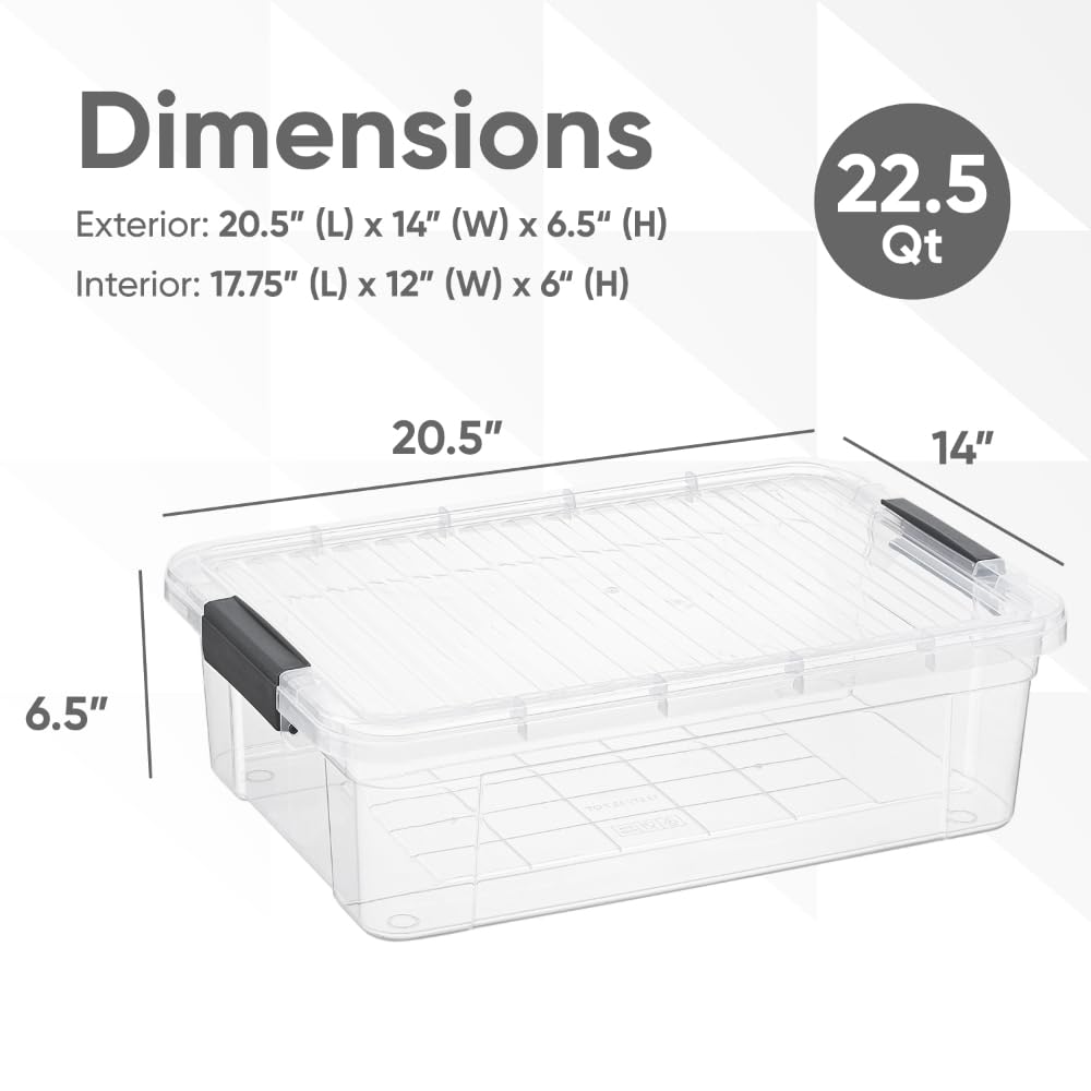 Superio Cajas de almacenamiento transparentes con tapas, contenedores de plástico de 32 cuartos de galón para organizar, cajas apilables, sin BPA, no tóxicas, sin olor, organizadores para el hogar,