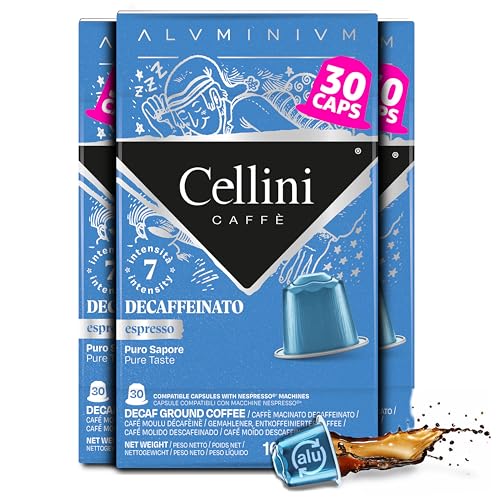 Image of Cellini Caffe Decaffeinato Aluminum Nespresso Pods, 30 Count, Medium Roast Coffee Capsules, 100% Nespresso Original Machine Compatible