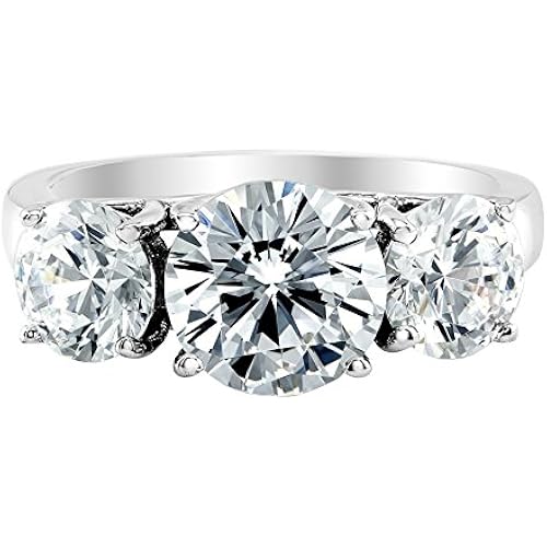 Houston Diamond District 0.5 to 4 Carat 3 Three Stone Round Diamond Engagement Ring (Value Collection)