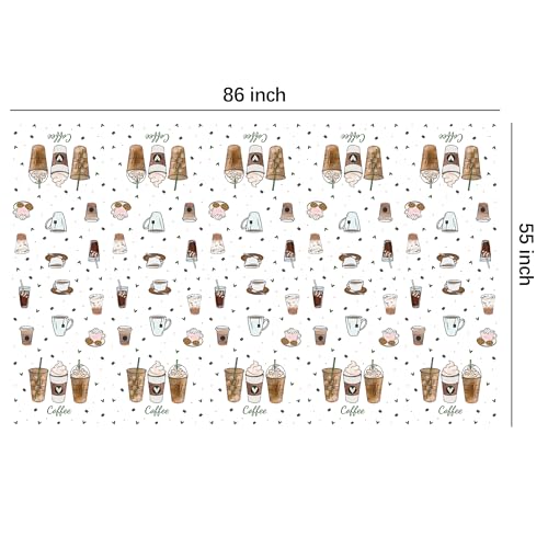 Image of APOWBLS Coffee Party Decorations Tablecloth for Birthday Baby Shower, 3 Pack Disposable Latte Fun Coffee Theme Party Supplies Table Cover, 55in x 86in