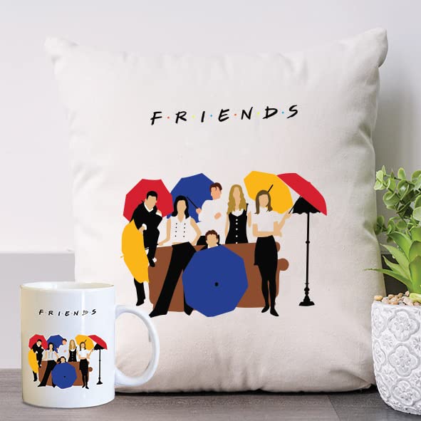 Spoil Your Wall Friends TV Series Pillow & Mug Set Printed Ceramic 325ml, Perfect Gifting