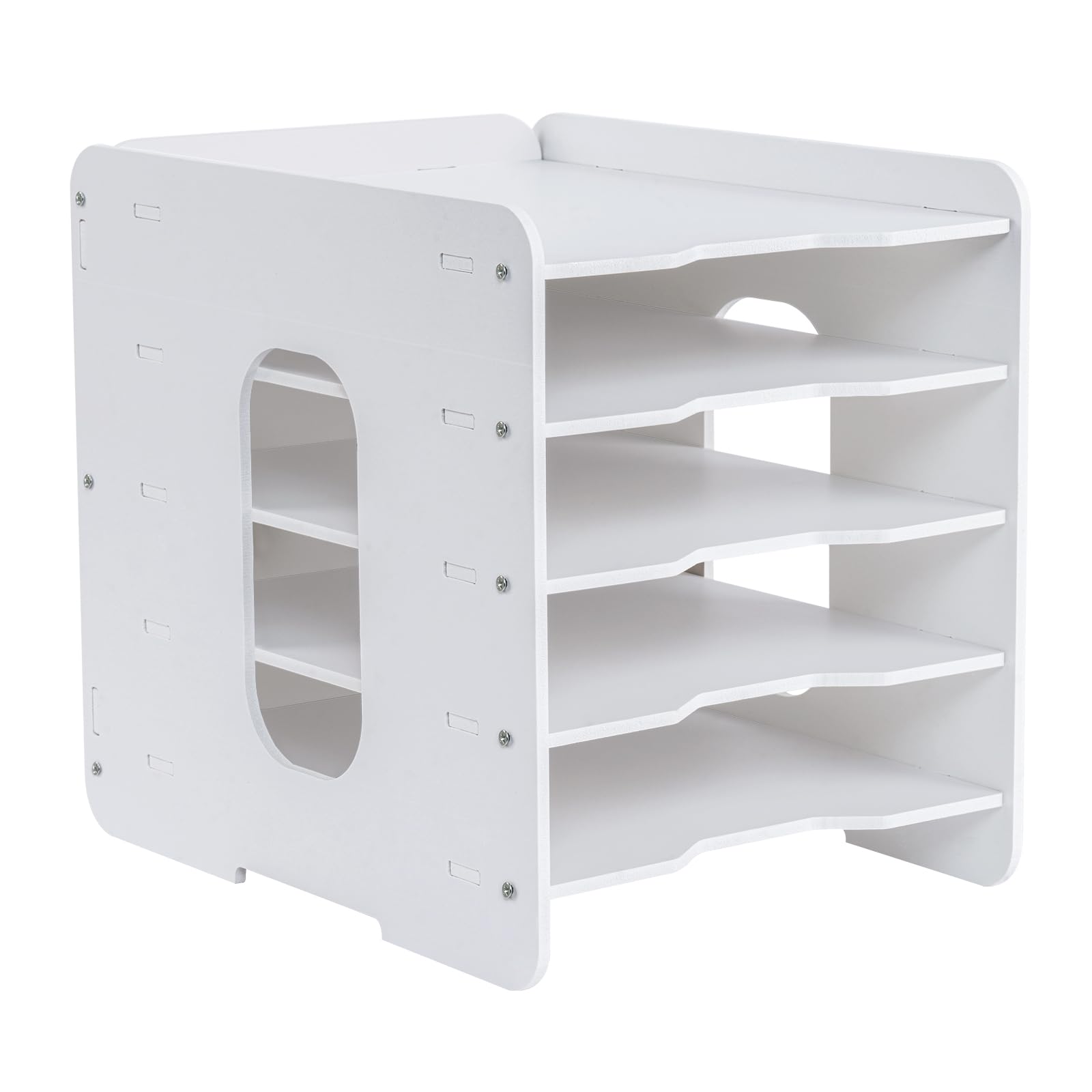 Hotyin Letter Tray Paper Organiser, 5 Tiers Desk File Organiser, A4 Paper Sorter Organiser for Office Home, School Supplies, White