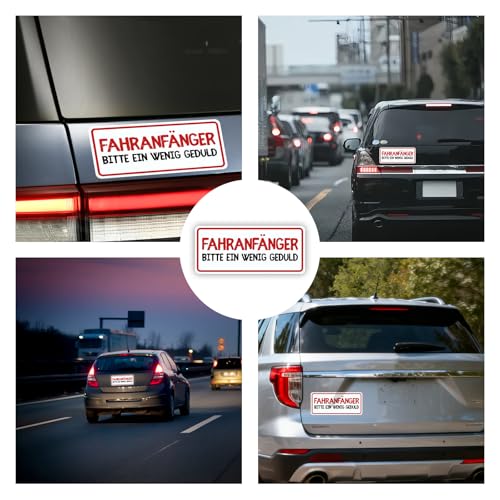 Fahranfänger Magnetschild Anfänger Schild Auto - Fahranfänger Aufkleber, Geschenke zum Führerschein für Auto Anfänger Rückstandslos Abnehmbar Sichtbar Weiß Rot Wetterfest Für Straßenverkehr (23x10cm)