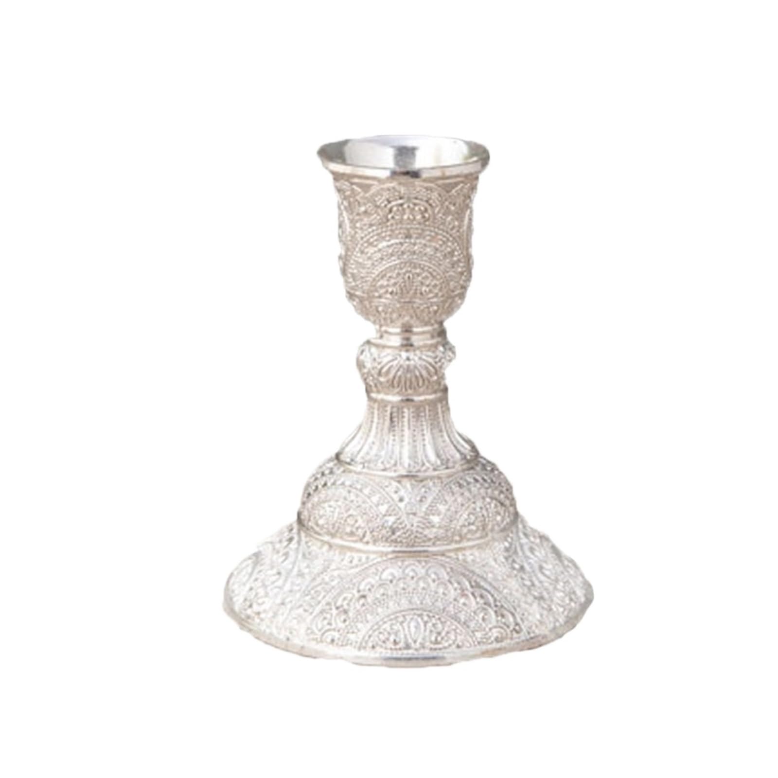 2Pcs Candle Holder Candlesticks Candles Silver Wedding Stand Table Home Decoration For Desktop Decoration(Silver,8x8x10cm)