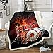 Drum Kit Throw Blanket Flame Drum Kit Print Bed Throws for Kids Boys Teens Musical Instrument Theme Flannel Fleece Blanket for Couch Sofa Soft Polyester Fuzzy Blanket, Throw Size (50 x 60 Inches)
