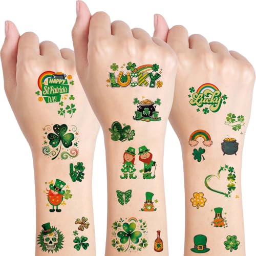 Qpout 10 Bögen St. Patrick's Day Tattoo-Aufkleber...