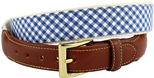 COUNTRY CLUB PREP Gingham Leather Tab Belt in Royal Blue2