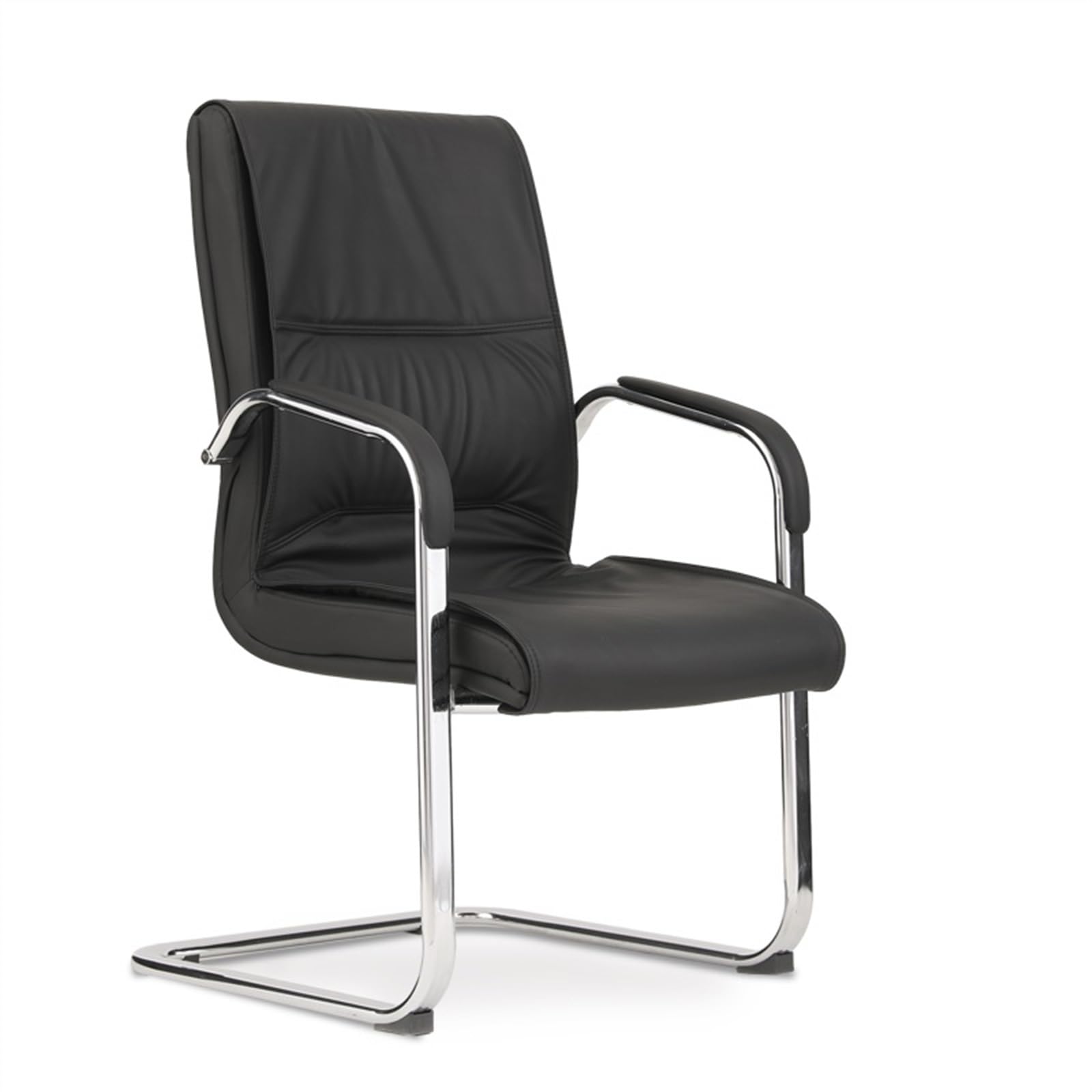 MYUYEE Office Chair Home Office Pu Leather Guest Chair For Reception Office Meeting Conference And Waiting Room Office Home With Arm Rest Game Chair (Black-One Size)