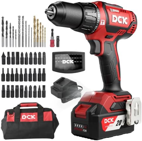 DCK Brushless Hammer Drill, 20V Hammer Drill Cordless, 531In-lb, 1/2" All-Metal Chuck, Variable Speeds, 22+1+1 Torque Setting, 4.0Ah Battery & Charger, Drill Kit for Concrete, Metal, Wood (KDJZ05-13)