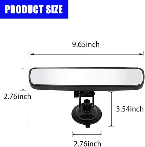 Miniatura 2 de GKmow 1 espejo retrovisor con ventosa, espejo retrovisor HD para automóvil, espejo retrovisor antirreflejo ajustable ABS para la mayoría de