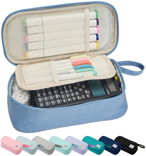 Image of SPACEMATE Pencil Case Pouch Box Bag School Supplies Girls Boys Kids, Cute Preppy Stuff Large Big Capacity Aesthetic Pen Organizer, Back to College Stationary, Cornflower Blue, Standard Stlye, 1800ml