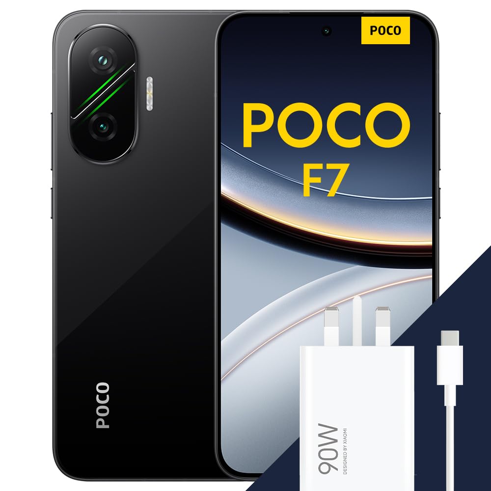 – POCO F7 Smartphone, 12+256GB, Black, Flagship Snapdragon® 8s Gen 4, 6500mAh battery, 50MP Sony camera with OIS, 6.83" 1.5K 120Hz AMOLED display (Included power adapter)
