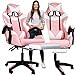 Gaming Stuhl Rosa mit Fußstützen und 2 Kissen | Bürostuhl Ergonomischer Modern Gaming Chair with Footrests + 2 Pillow