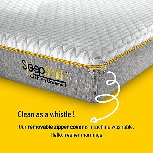 Image of SleepSmith Orthopedic Single Size Mattress - 75x35x6 Inches | 3-Zone Memory Foam with Graphite Infused Cloud Foam | Medium Firm Feel for Back Support | Premium Mattress, 10-Year Warranty & 400 GSM