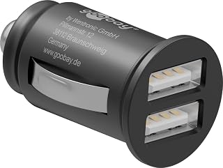 2 Port coche / cargador coche, Mini encendedor de cigarrillos Cargador USB dual, adecuado para coches y camiones (12V / 24V), con luz LED, negro