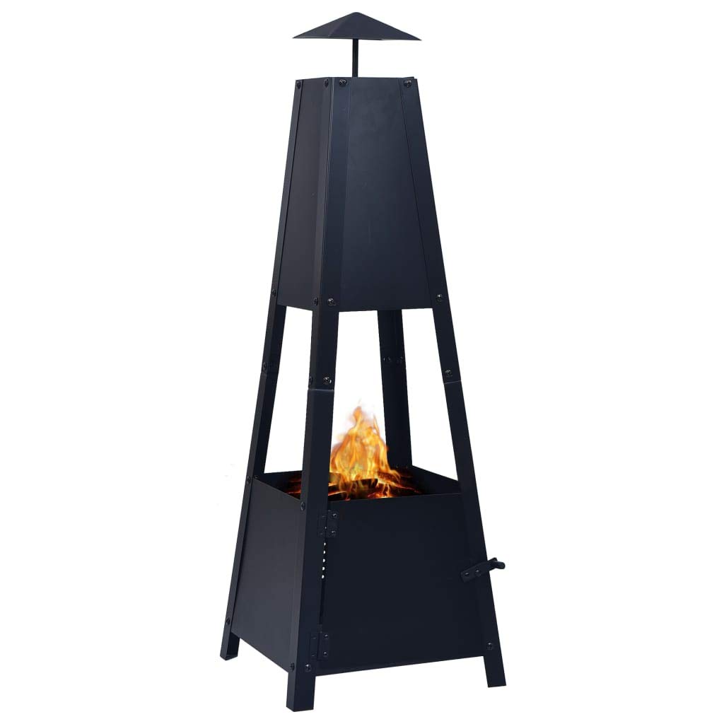 Homgoday Braciere in acciaio nero 35 x 35 x 99 cm braciere esterno per giardino grande di spessore ciotola per falò all'aperto per giardini, cortili, parchi, cortili