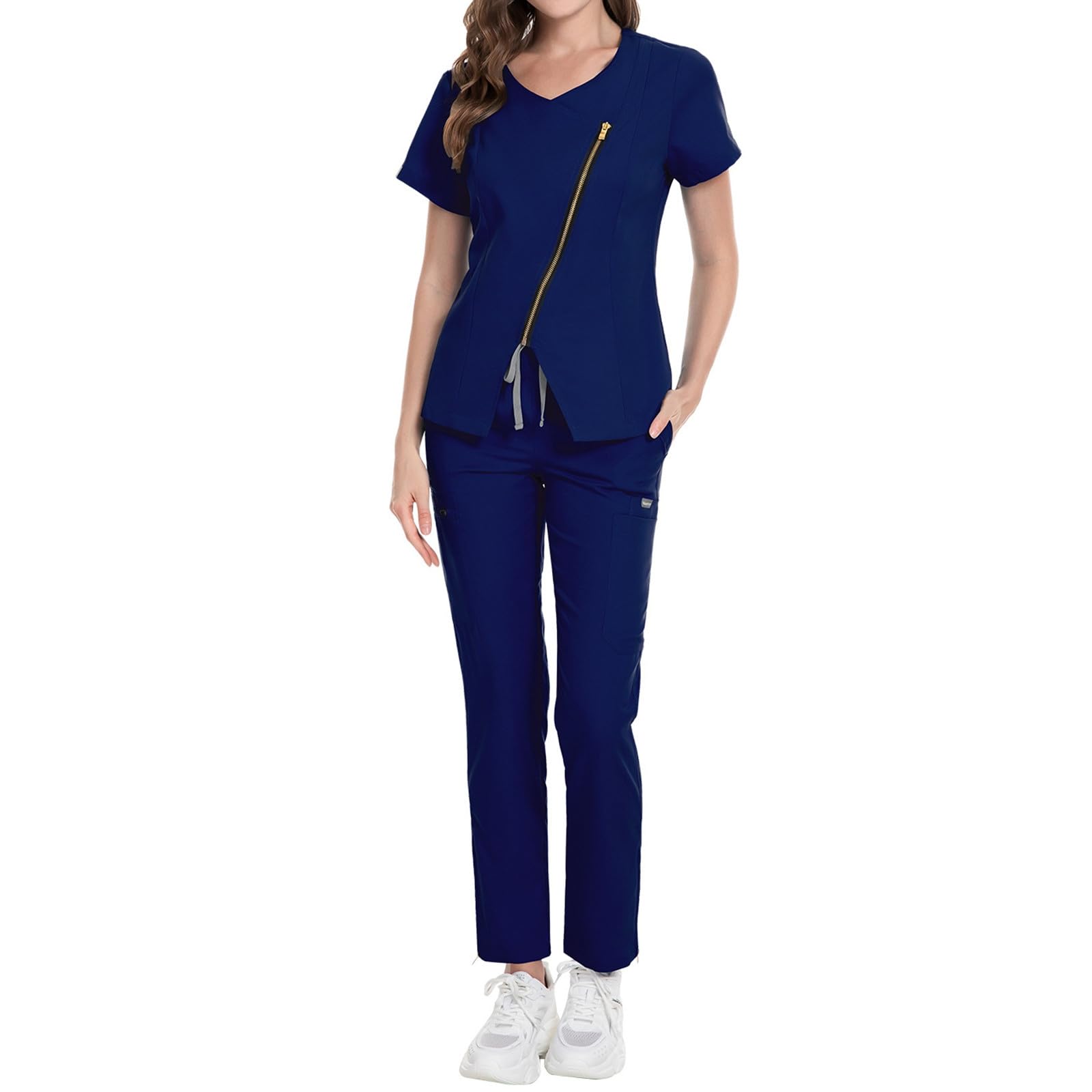 Traje médico para mujer y hombre, 2 piezas, ropa de trabajo, camiseta de manga corta y pantalones largos, traje de protección para médicos, uniformes, enfermeras, médicos, ropa de trabajo