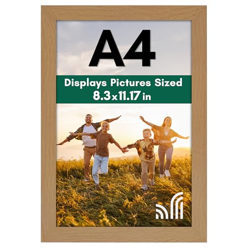 Americanflat A4 Picture Frame with Shatter-Resistant Glass - 8.3x11.7 Frame with Engineered Wood - Signature Collection - A4 Frames for Tabletop and Wall Display - Dark Oak