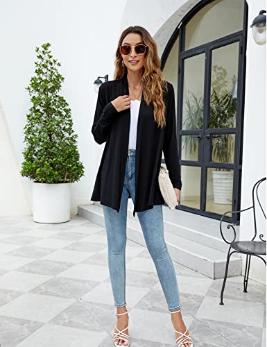 Newchoice Women's Long Lightweight Wrap Cardigans Sweaters Open Front Regular Plus Size (Black, Xxl) #TOP6