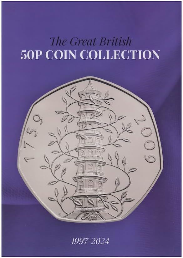 New 2025 UK 50p Coin Hunt Album Folder Collectors 126 Coin Slot Kew Gardens, Salmon, Star Wars, Harry Potter 1997 - Up To Date KING CHARLES III